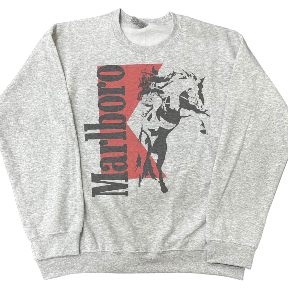 Vintage Style Marlboro Cowboy Graphic Sweatshirt – Western-Inspired Pullover